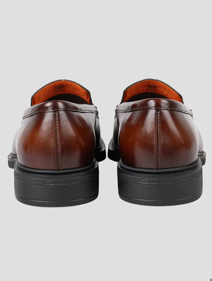 Santoni Brown Leather Loafers