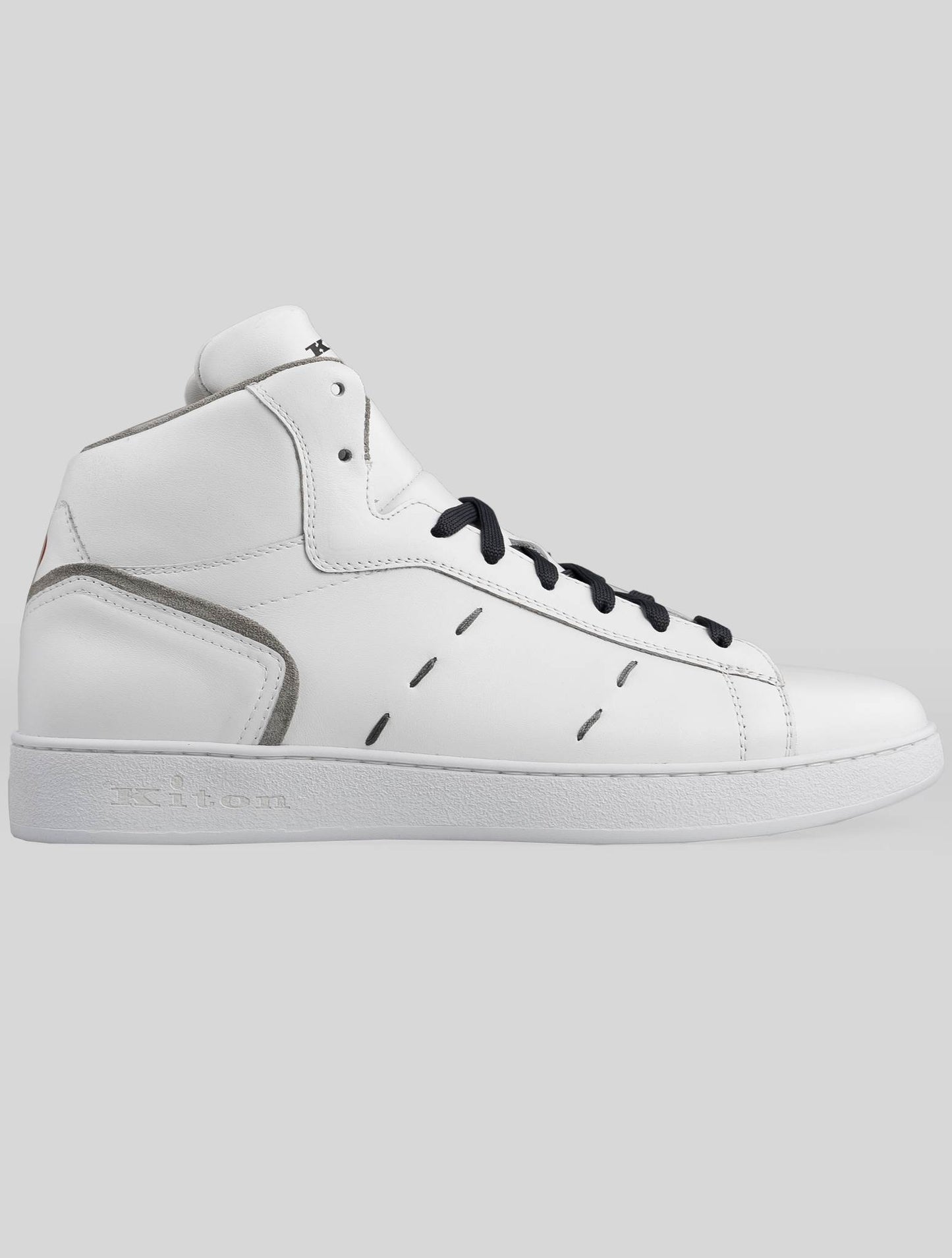 Kiton White Gray Leather Sneakers