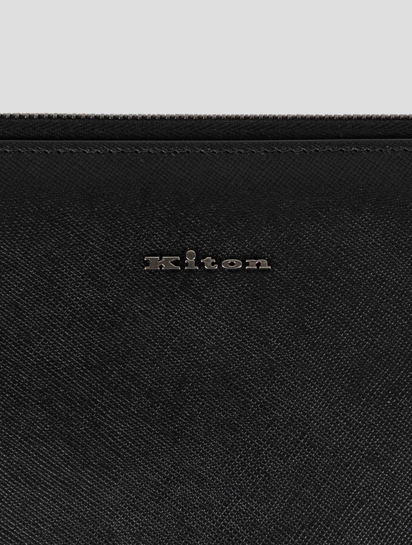 Kiton Black Leather Document Holder