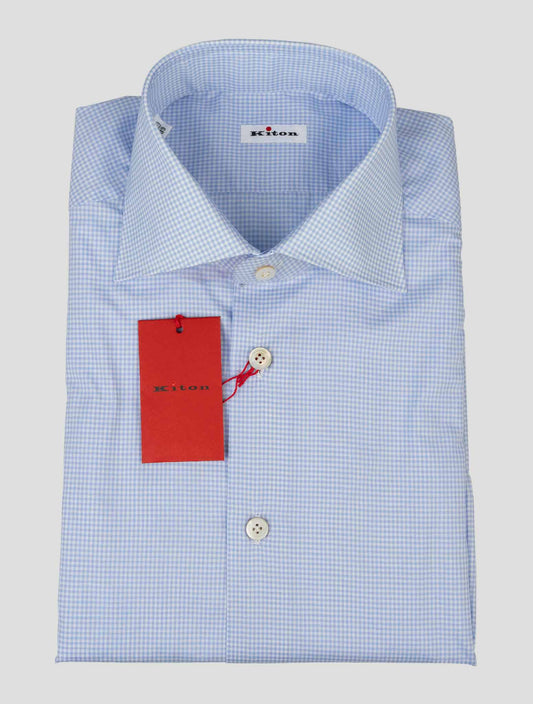 Kiton Light Blue White Cotton Shirt