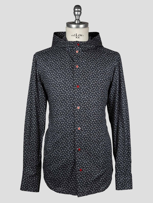 Chemise Ea en coton bleu foncé gris Kiton Mariano