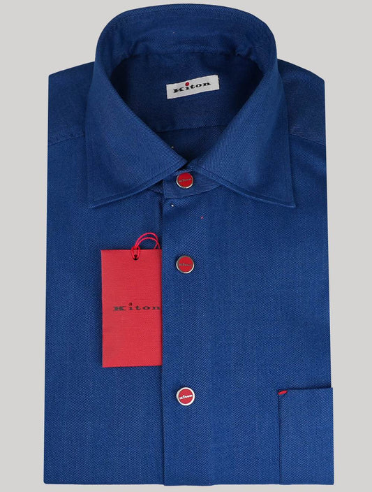 Camisa de lyocell de algodón azul Kiton