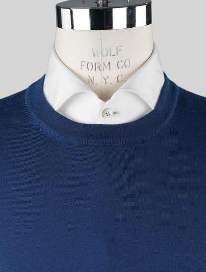 Brunello Cucinelli Jersey azul de lana virgen y cachemir con cuello redondo