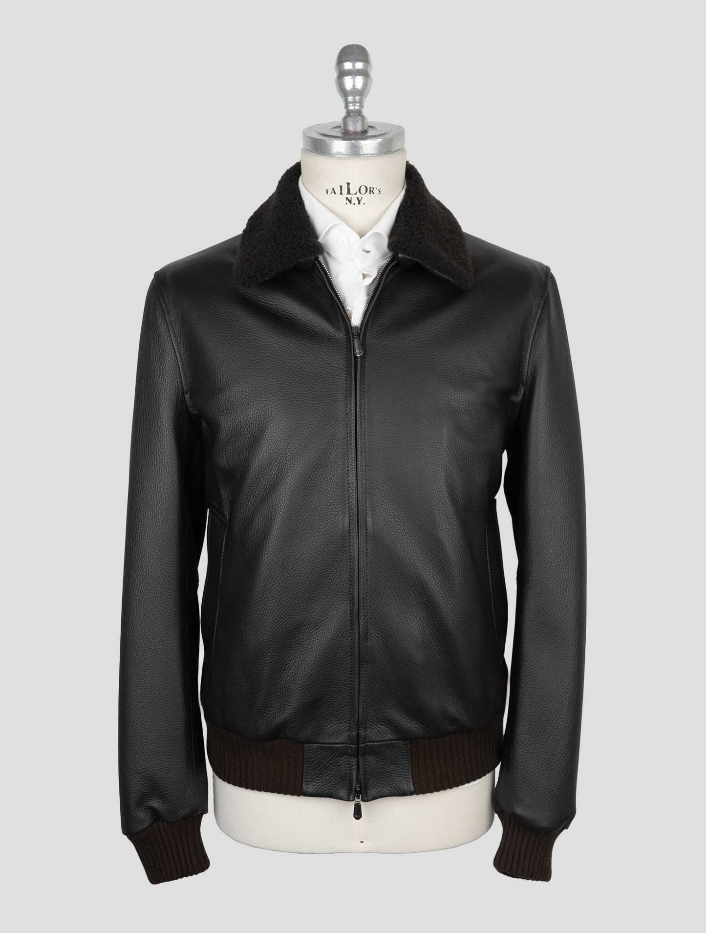 체사레 아톨리니 브라운 가죽 코트