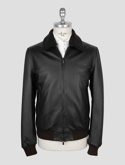 체사레 아톨리니 브라운 가죽 코트