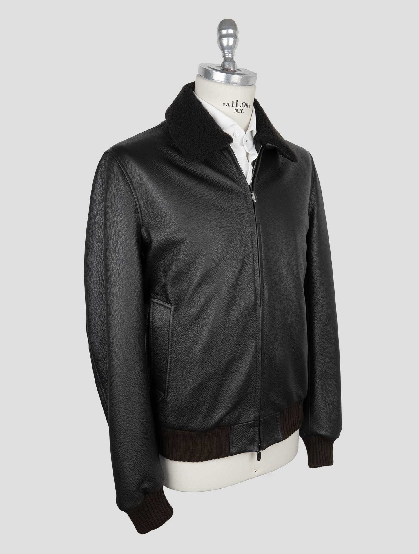 체사레 아톨리니 브라운 가죽 코트