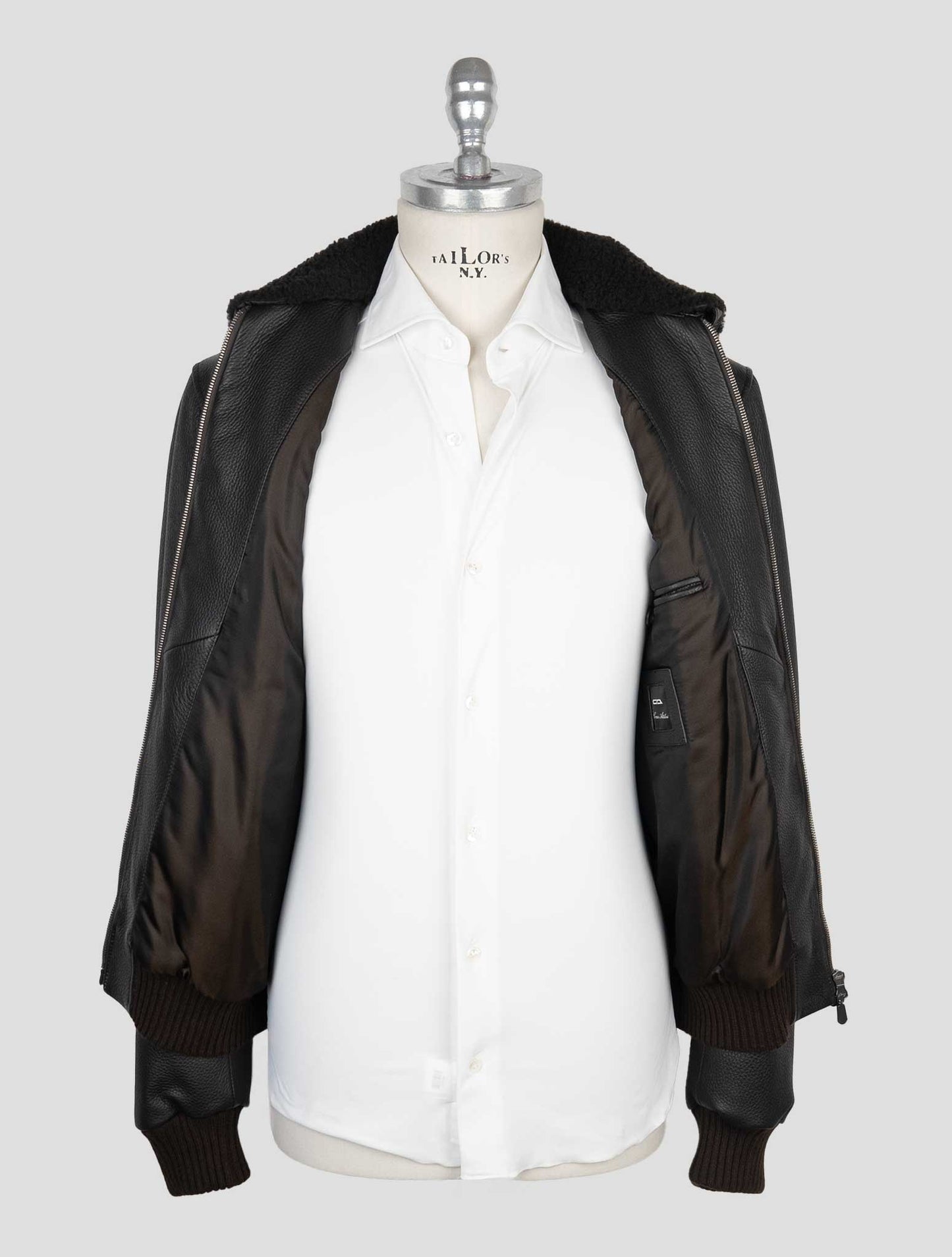 체사레 아톨리니 브라운 가죽 코트