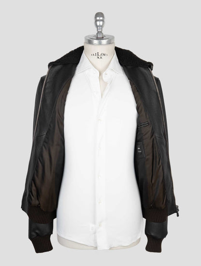 체사레 아톨리니 브라운 가죽 코트