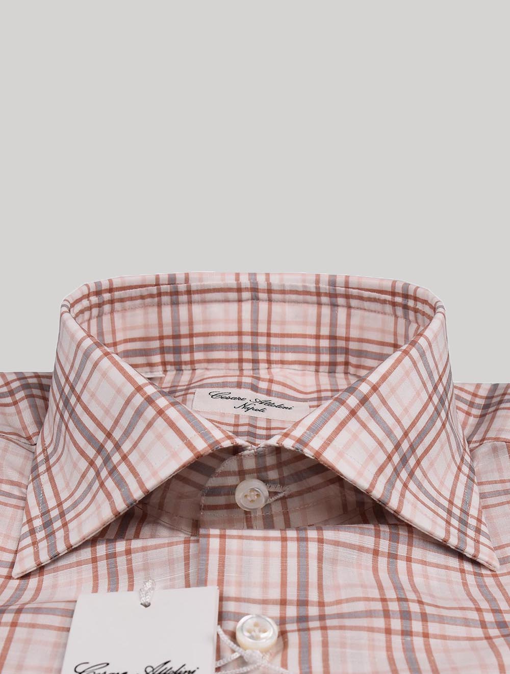 Cesare attolini daudzkrāsains kokvilnas lina krekls