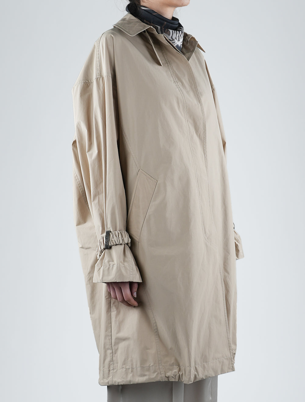 Brunello Cucinelli Trench-Coat en Coton Poliestere Beige Femme