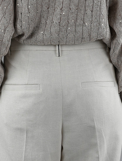 Brunello Cucinelli Beige Cotton Viscose Pl Pa Pants Woman