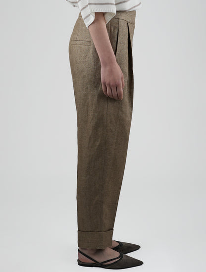 Brunello Cucinelli Gold Linen Pa Metallic Pants Woman