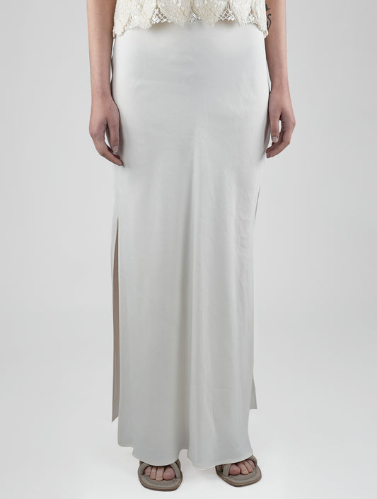 Brunello cucinelli baltos viskozės lino sijonas moteris