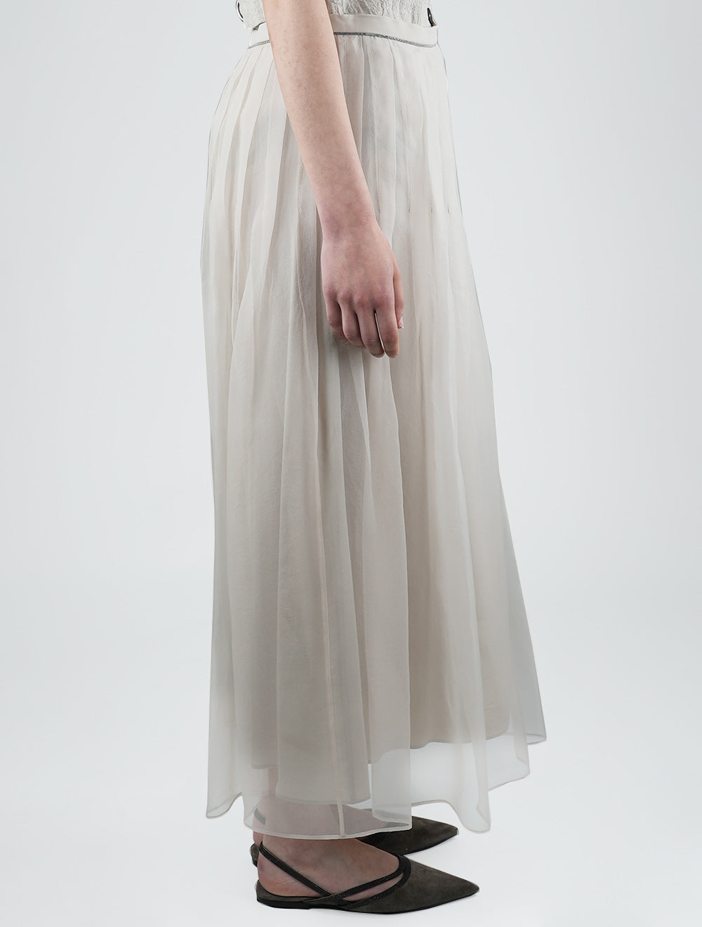 Brunello Cucinelli бежевая шелковая юбка для женщин
