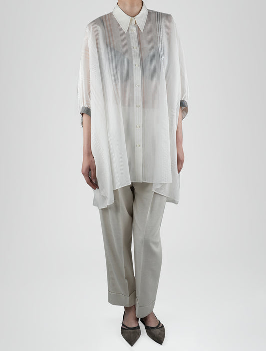 Brunello cucinelli baltos medvilnės šilko blusa marškiniai moteris