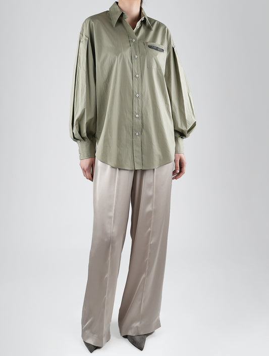 Brunello Cucinelli Hemd aus grüner Baumwolle Frau