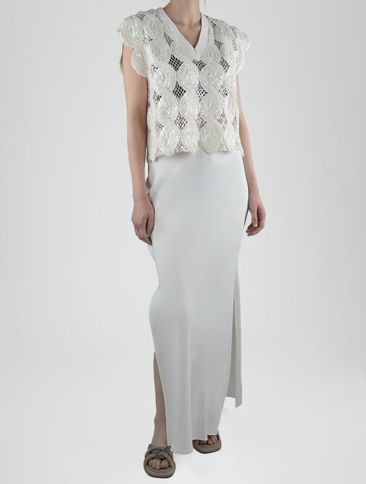 Brunello Cucinelli White Linen Silk Pa Sweater V-neck Woman