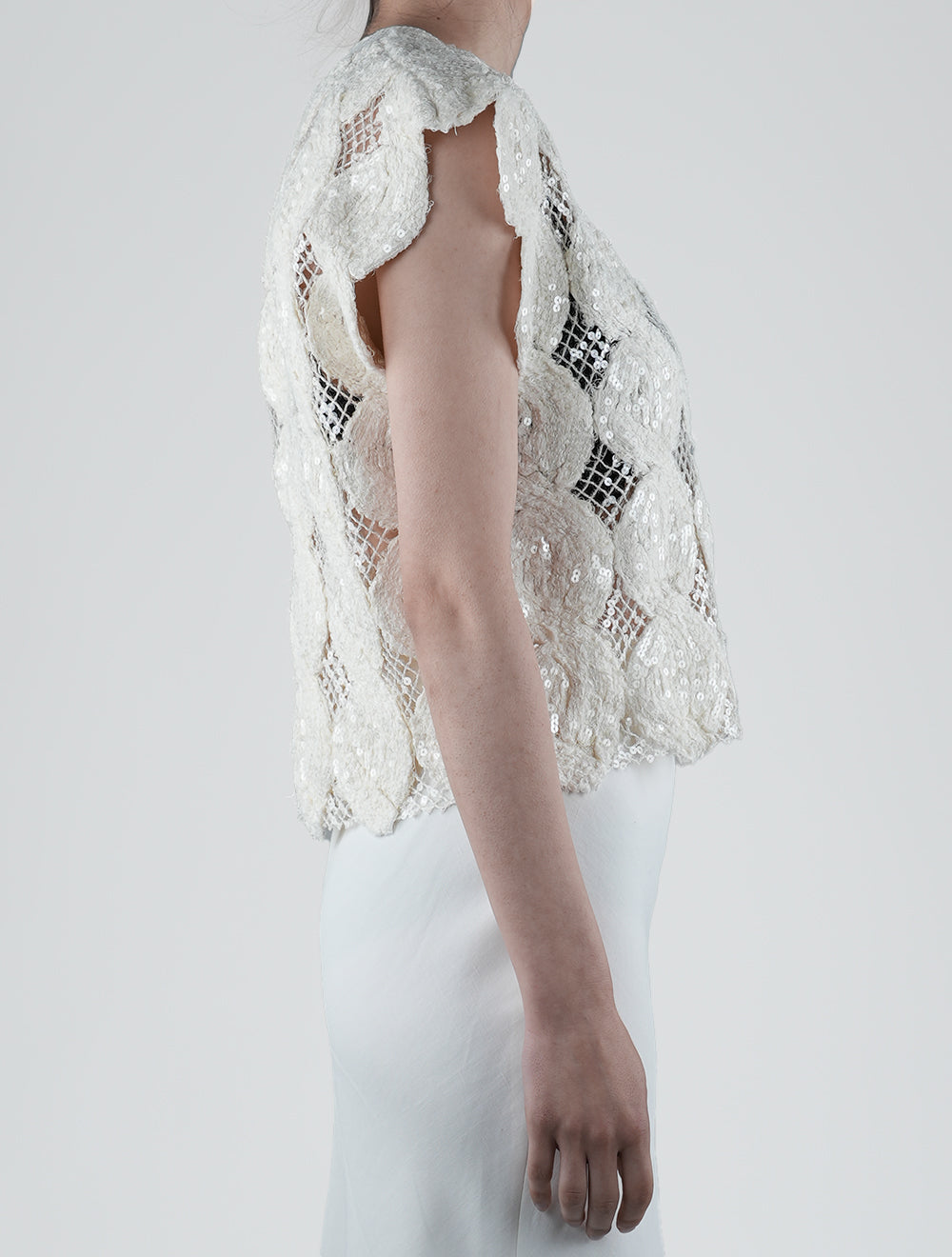 Brunello Cucinelli White Linen Silk Pa Sweater V-neck Woman