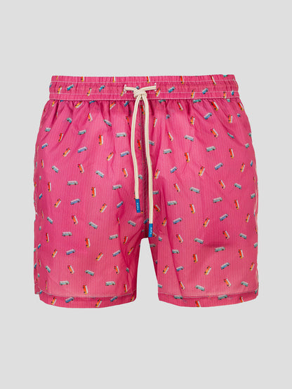 Fefè Napoli Pink 100% Nylon Swim Trunks