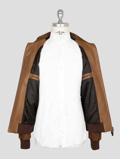 Isaia Brown Leather Suede Coat