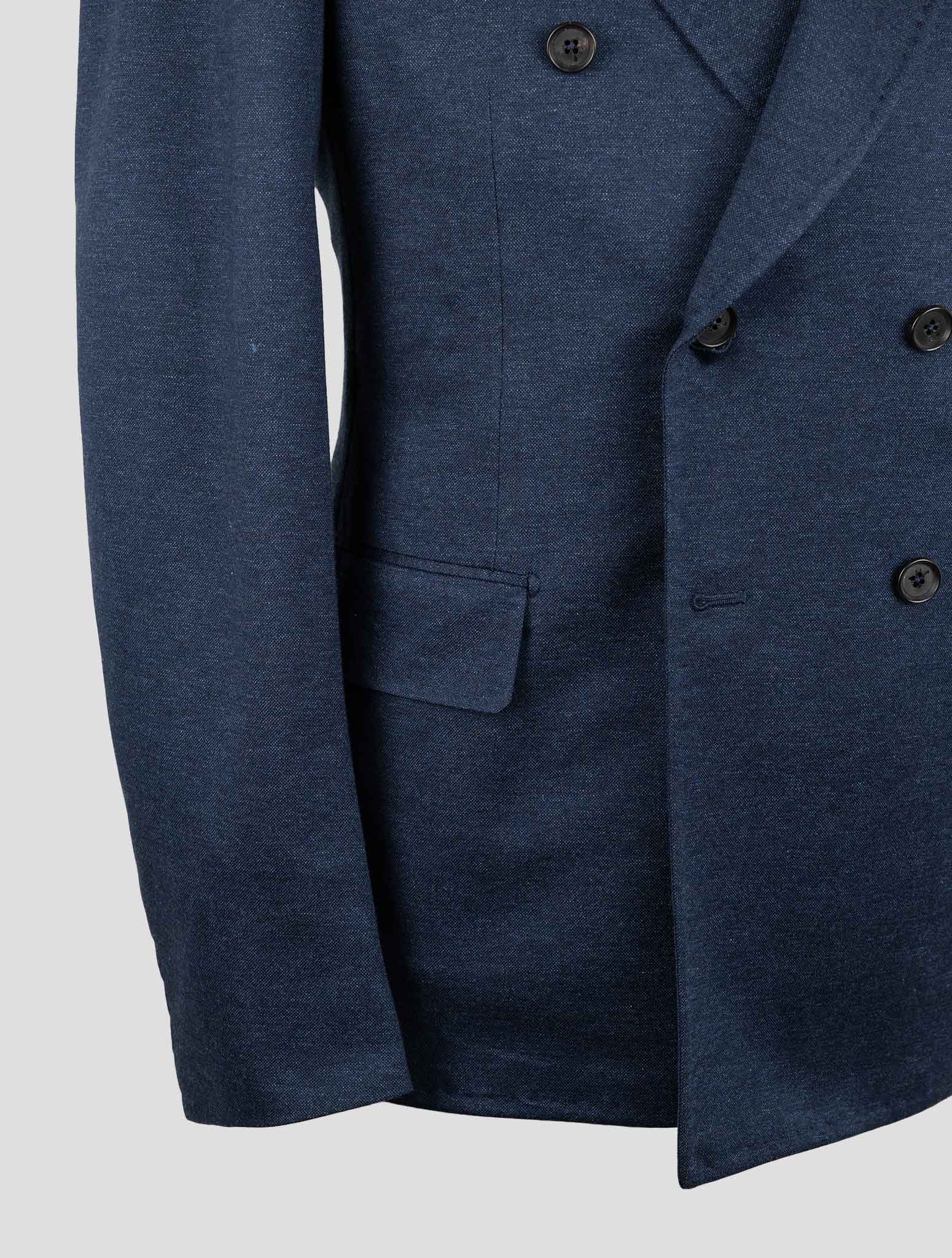 Isaia Blue Cotton Suit Back View