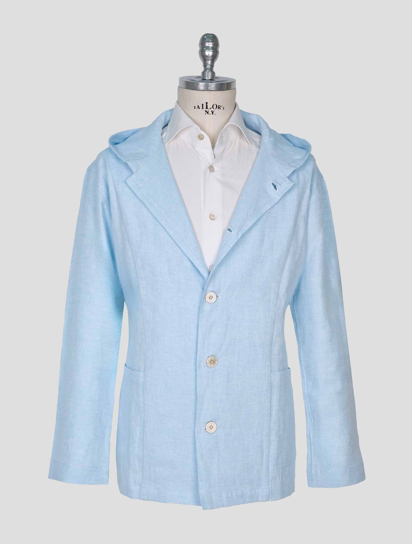 Kiton Light Blue Cotton Linen Hemp Overshirt Luca