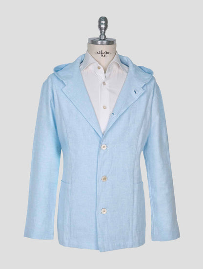 Kiton Light Blue Cotton Linen Hemp Overshirt Luca