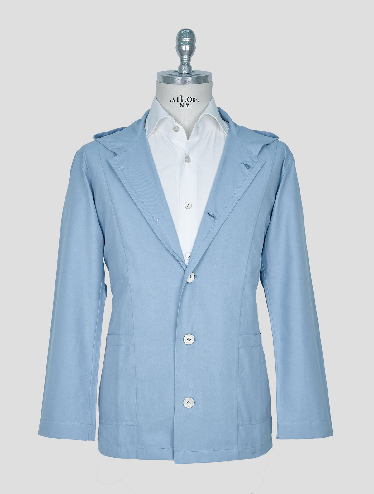 Kiton Light Blue Cotton Overshirt Luca