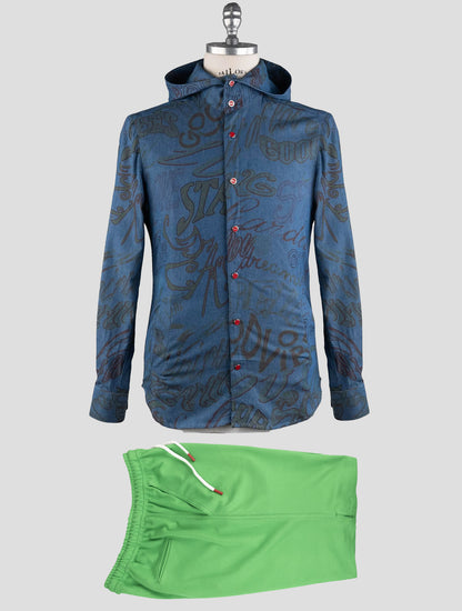 Kiton Matching Outfit - Blue Mariano and  Green Short Pants Tracksuit