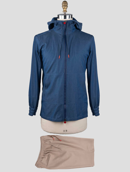 Kiton Matching Outfit - Blue Umbi and Beige Short Pants Tracksuit