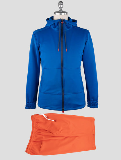 Kiton Matching Outfit-Blaue Umbi und Orange kurze Hosen Trainings anzug