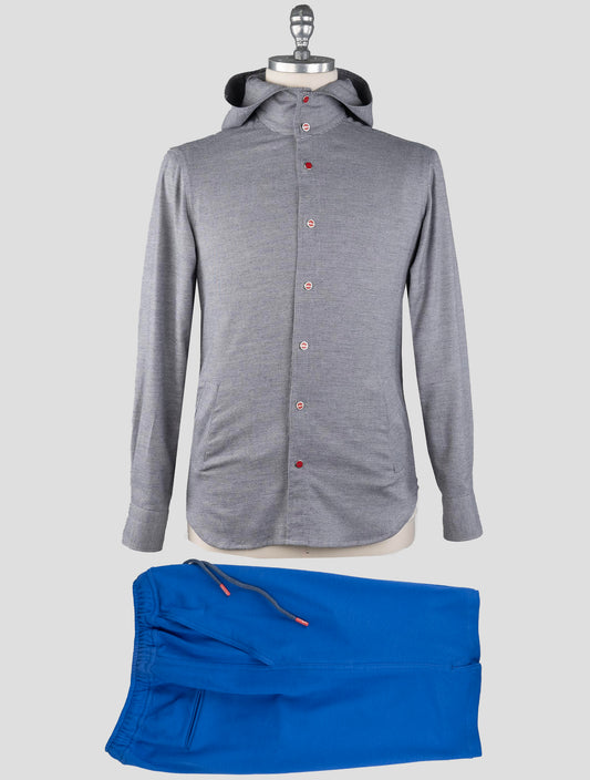Kiton Matching Outfit-Grauer Mariano und blauer Kurzhose Trainings anzug