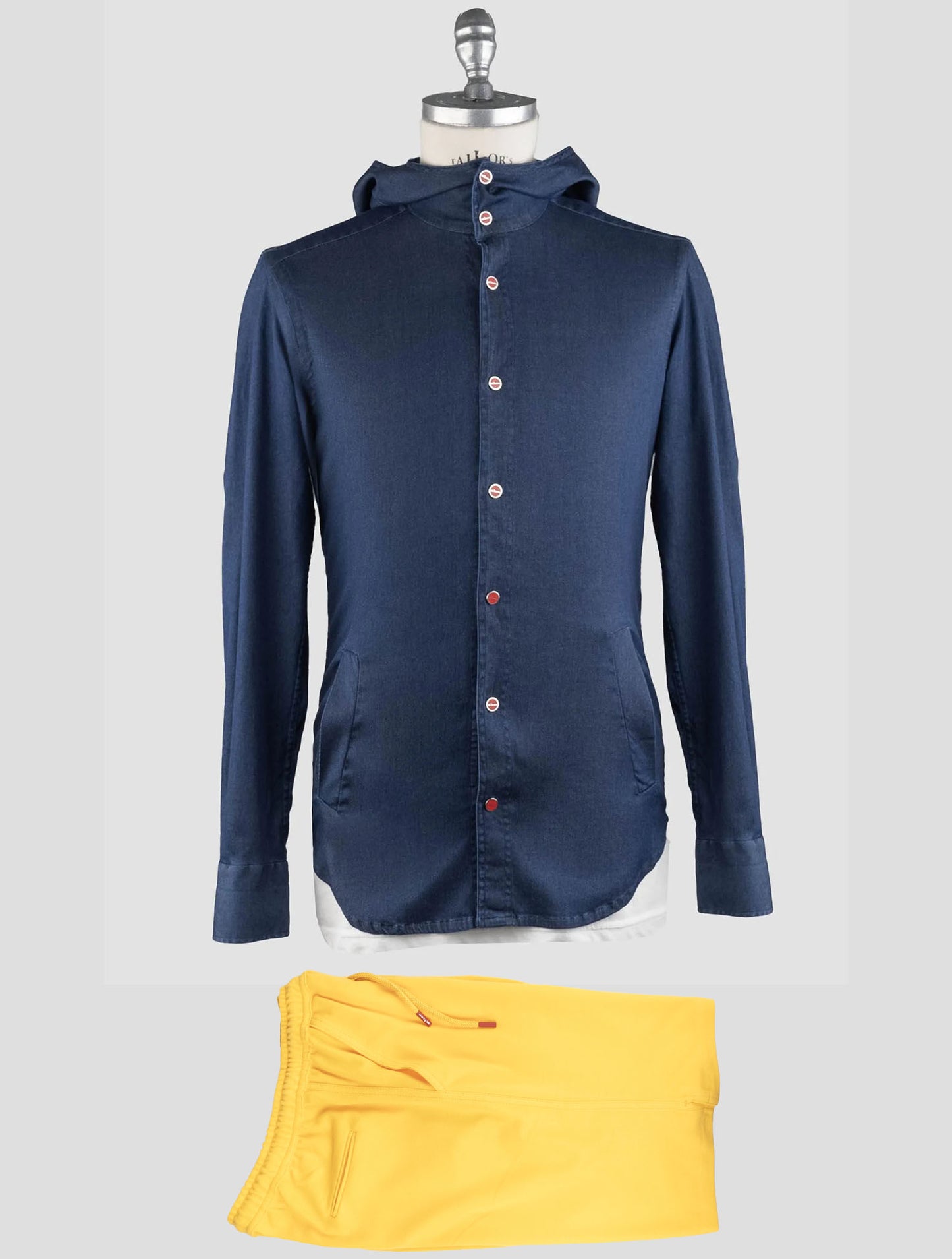 Kiton Matching Outfit-Blaue Mariano und gelbe kurze Hosen Trainings anzug