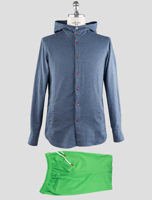 Kiton Matching Outfit-Survêtement Pantalon Court Bleu Mariano et Vert