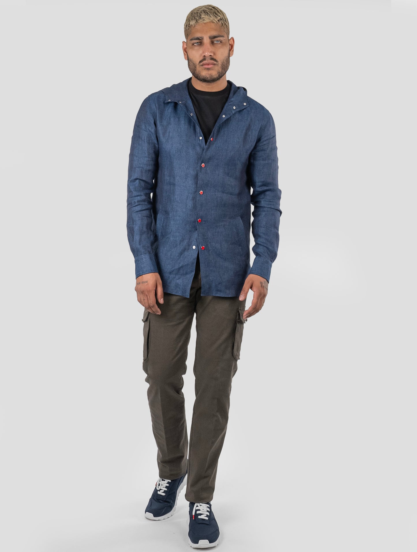 Kiton Chemise en lin bleu Mariano