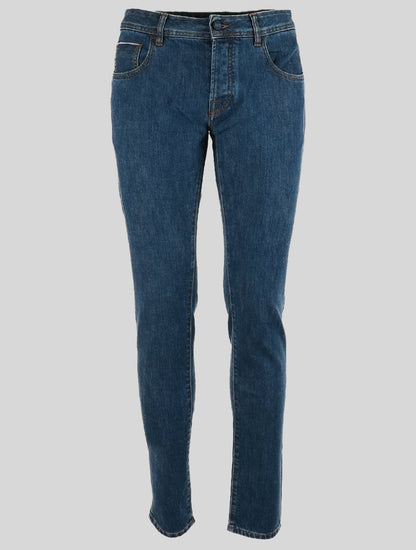 KNT Kiton blauwe katoenen Pe-jeans