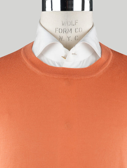 Brunello cucinelli oranžinė mergelė vilna kašmyro megztinis įgulos kaklas