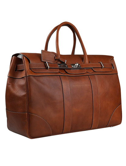 Brunello cucinelli hnědá kožená cestovní taška