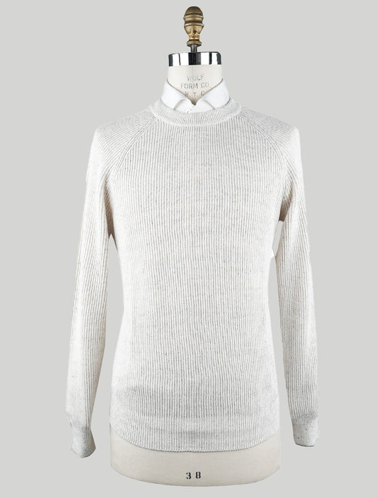 Brunello Cucinelli Beige Cotton Linen Sweater Crewneck