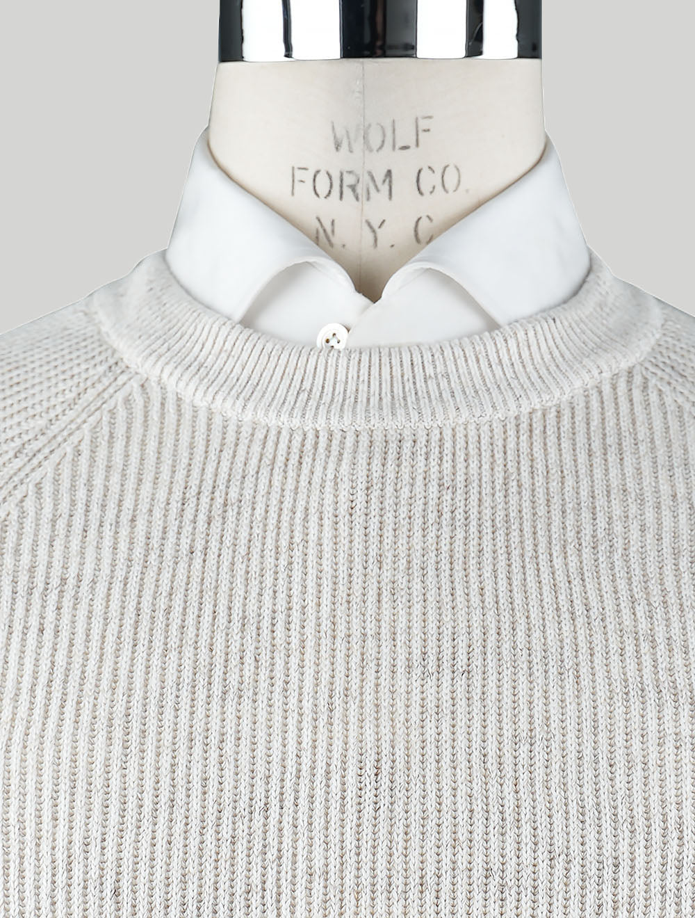 Brunello Cucinelli Jersey de lino y algodón beige con cuello redondo