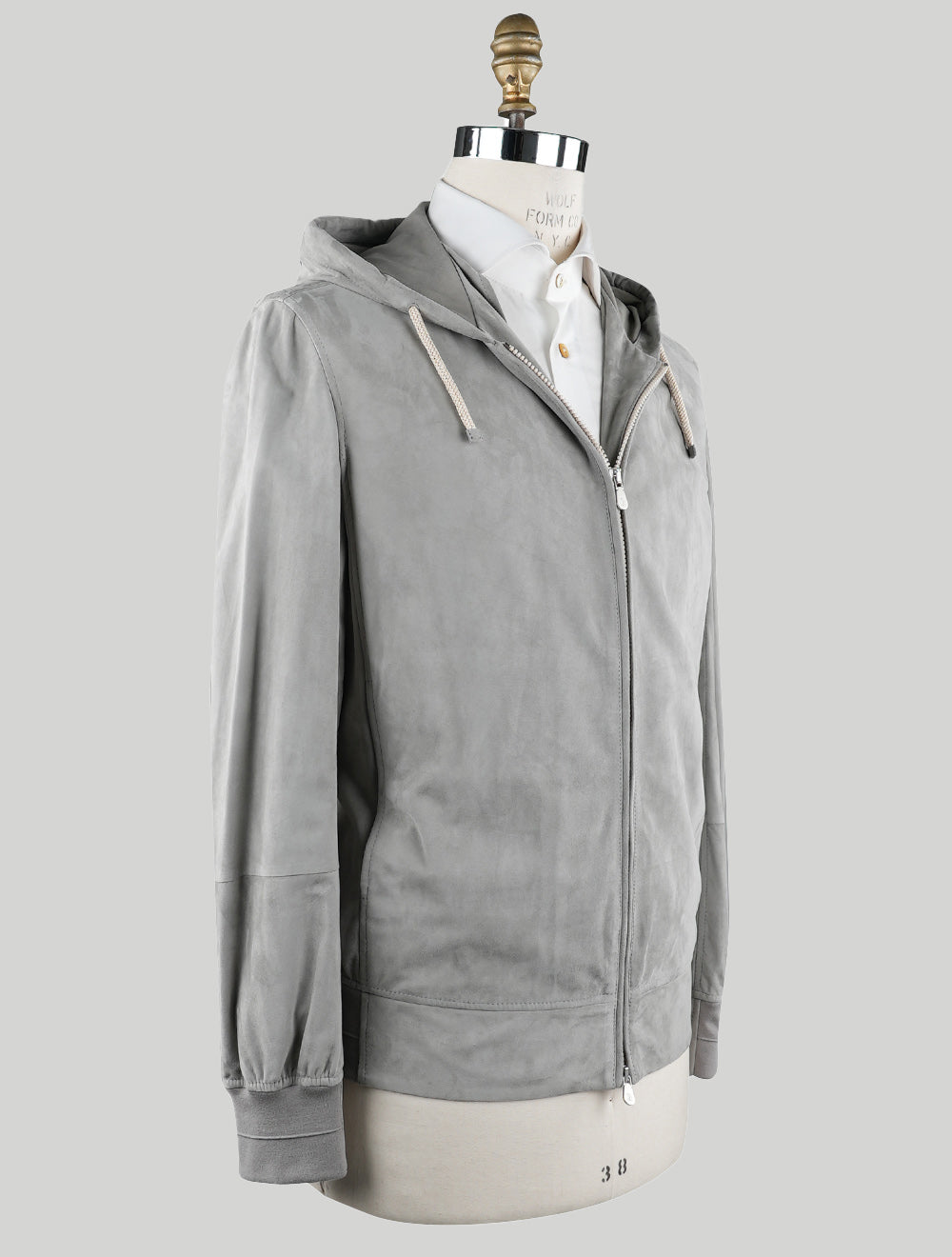 Brunello Cucinelli šedý kožený semišový kabát