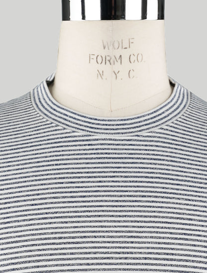 Brunello Cucinelli T-Shirt aus weißem blauem Leinen aus Baumwolle