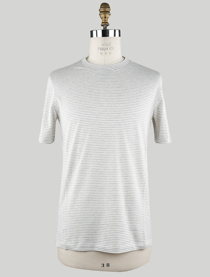 Brunello Cucinelli Bijela siva pamučna lanena majica