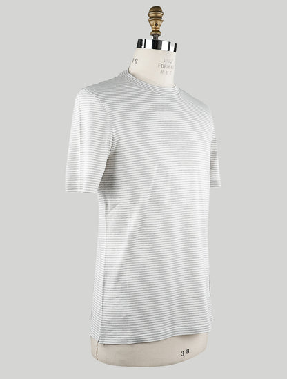 Brunello Cucinelli White Gray Cotton Linen T-Shirt