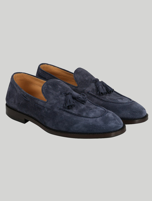 Brunello Cucinelli蓝色皮革麂皮礼服鞋