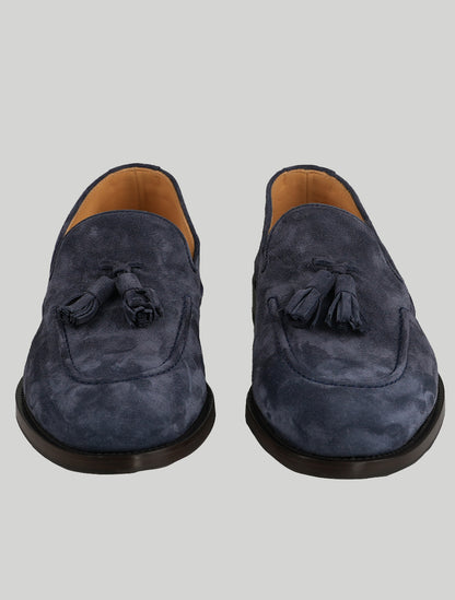 برونيلو كوتشينيلي الأزرق جلد الغزال اللباس الأحذية