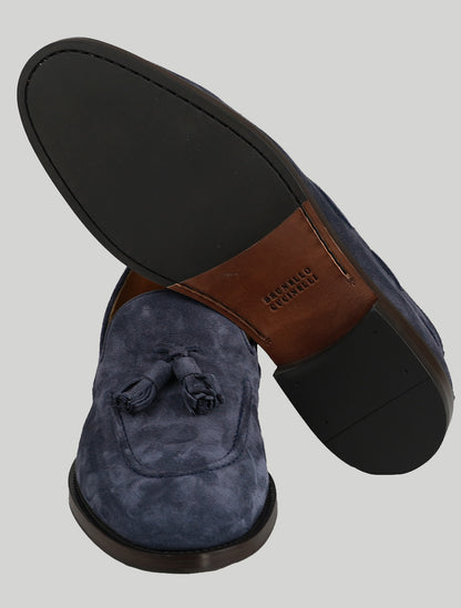 Brunello Cucinelli blauw lederen suède nette schoenen