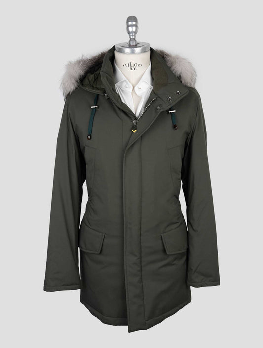 Sartorio Napoli Green Pl Fox Hoodie Overcoat