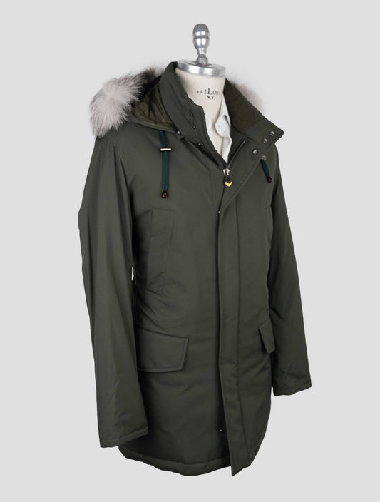 Sartorio Napoli Green Pl Fox Hoodie Overcoat
