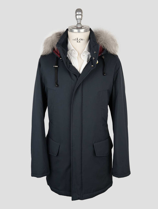 Sartorio Napoli Blue Pl Fox Hoodie Overcoat